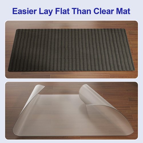 Delamu Office Desk Chair Mat for Hardwood Floor, 36"×48" Under Desk Floor Protector for Computer Gaming Chairs, Anti-Slip Woven Desk Chair Mats for Office Home (Black Brown)