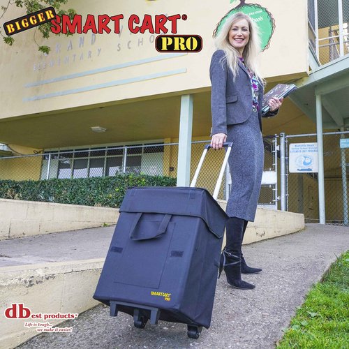 dbest products Bigger Smart Cart Pro with Wheels Lightweight Collapsible Cart, Retractable Pull Handle Multipurpose RollingCart Black