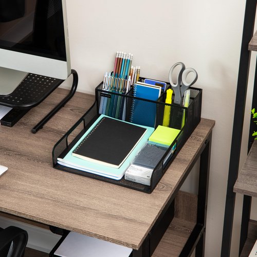 Mind Reader Desktop Organizer, File Storage, Accessory Storage, Workspace, Office, Metal Mesh, 11.5" L x 14.75" W x 5.5" H, Black
