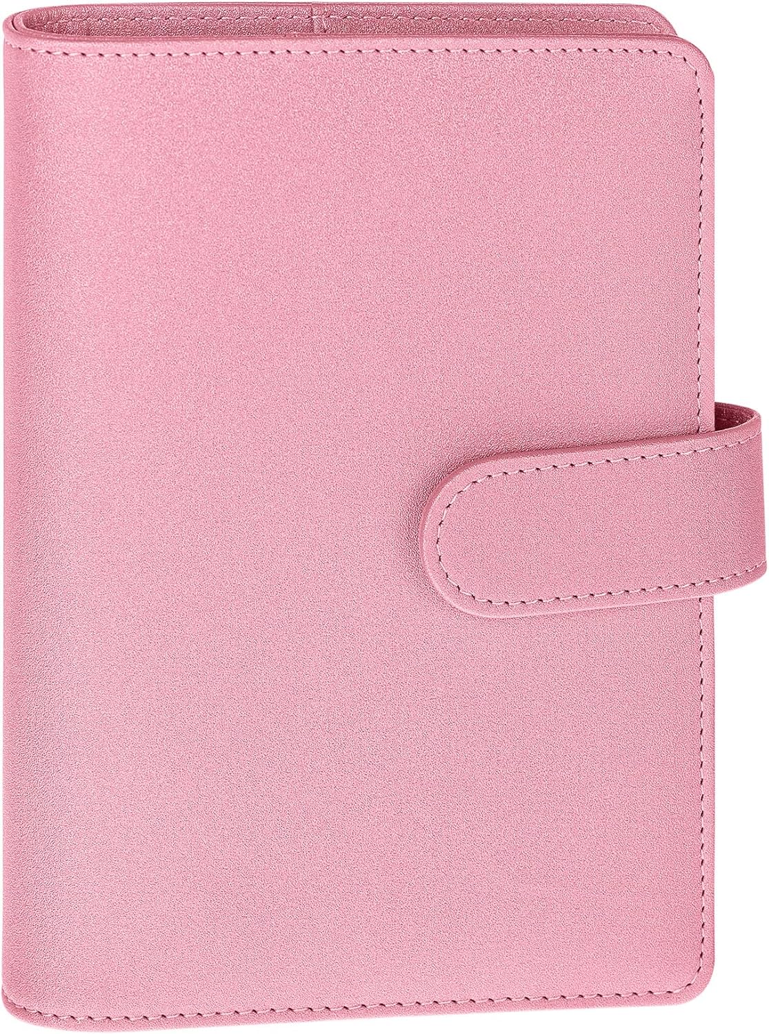 Antner A6 Notebook Binder - Refillable 6 Ring Budget Planner Organizer in Glitter Pink with Magnetic Buckle