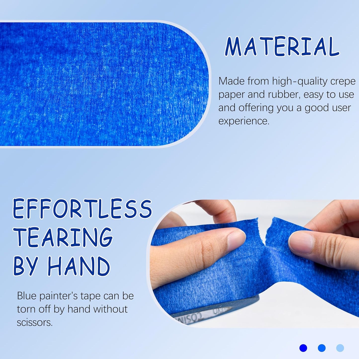 COSIMIXO Blue Painters Tape - Professional Grade 1.88 in x 60 Yds, 6 Rolls Pack | Residue-Free & Multi-Surface Use