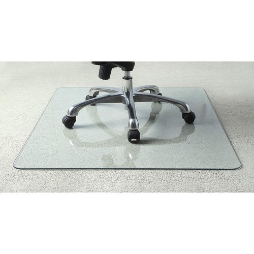 Lorell Tempered Glass Chairmat, 44" Width x 50" Depth x 0.25" Thickness, Clear, 1 Each