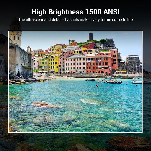 HAPPRUN 4K Smart Projector - 1500 ANSI Lumens, Dolby Audio, Wi-Fi & Bluetooth - 300-Inch Screen for Home & Outdoor Use