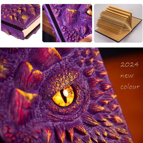 3D Dragon Eye Embossed Journal,Resin Engraving Notebook,Dnd notebook for Dragon Lovers ，Blank Paper,Hardcover Travel Notepad for Writing,Sketchbook,Collection,Gift,Decoration A4 and A5 Size (A5-Purple