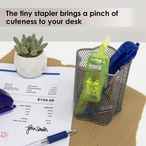 BAZIC Products Mini Stapler w/500 Staples, Standard (26/6) Built-in Staple Remover, Soft Grip 12 Sheets, Portable Small Staplers for Home Office School, 24-Pack