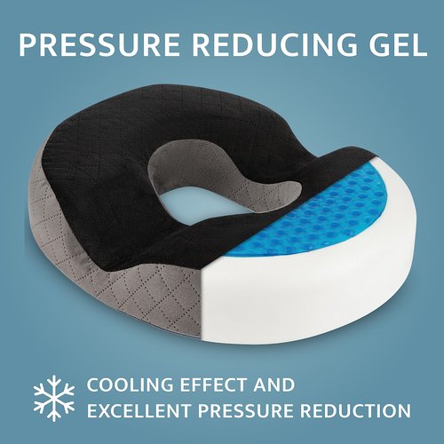 Healthy Spirit Gel Donut Pillow | Lifting Cushion | Donut Cushion for Tailbone Hemorrhoid Cushion Coccyx Sciatica Pregnancy Cushion (Grey/Black Velvet)