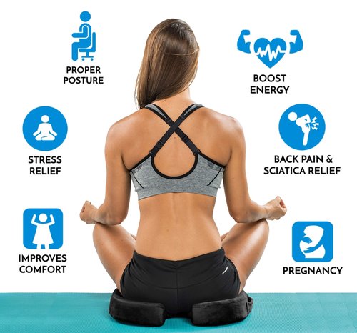 ComfiLife Office Chair Cushion & Car Seat Cushion Bundle – Seat Cushion for Office Chair – Seat Cushion for Car – Sciatica & Back Pain Relief (Black)