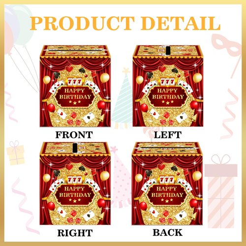Casino Birthday Money Gift Box, Happy Birthday Poker Box with Draw Strip, Las Vegas Pull Out Cash Boxes, Casinos Birthday Gifts Boxes for Women Men, Casino Cash Boxes Party Decorations for Poker Night