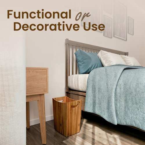 Tidita 2 Gallon Acacia Wooden Bin, Wastebasket – Small Trash Can, Decorative Bathroom Trash Can, Waste Basket for Bedroom, Office Garbage Can, Wood Bathroom Accessories, Boho Bedroom Decor