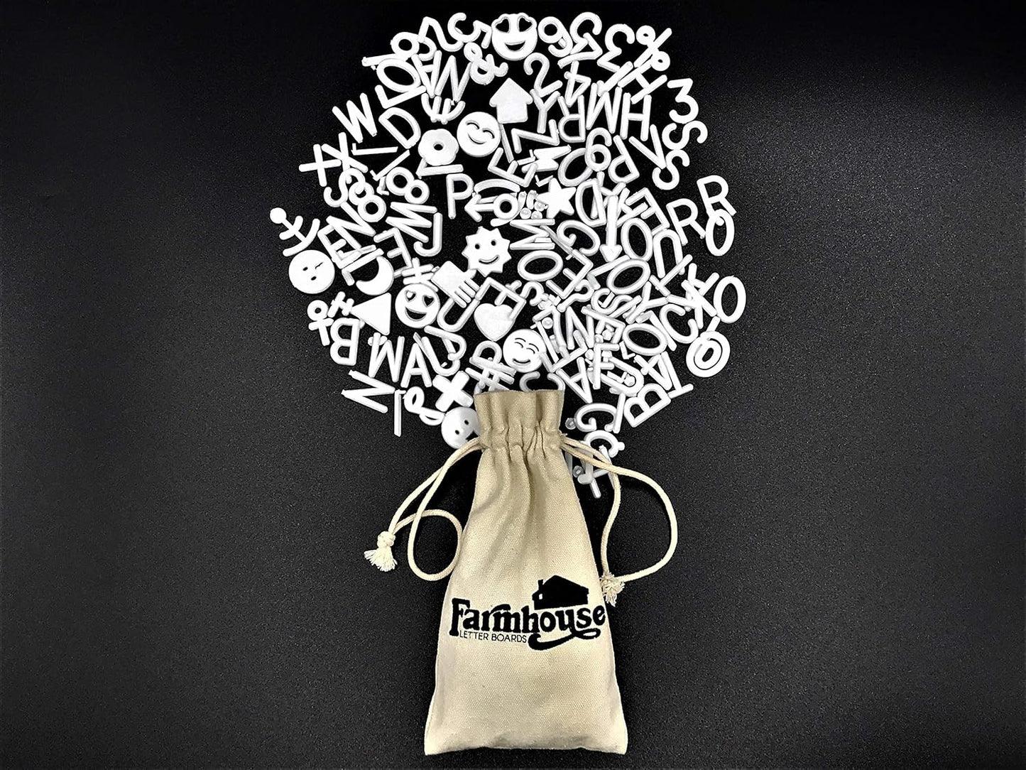 White Letter Set for Changeable Felt Boards - 340 1-Inch Characters, Symbols & Burlap Storage Bag