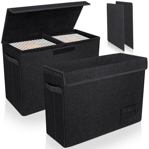 YSCare 2-Pack Comic Book Storage Boxes, Collapsible Comics Book Case with Dividers and Carrying Handles, Comic Short Box Holds 150 Comics, 15.5" X 7.5" X 11.3" Heavy-Duty Stackable Case