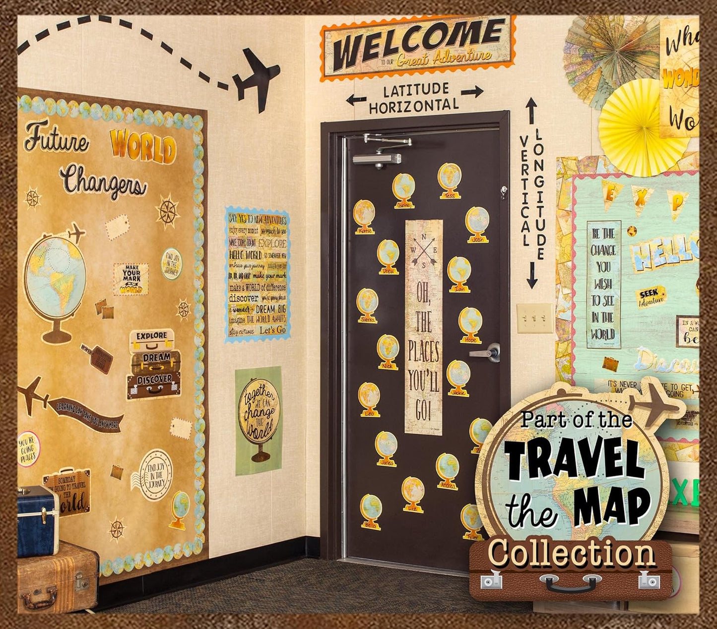 Teacher Created Resources Magnetic Hall Pass Set - Travel The Map Design | Pack of 2