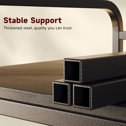 RoleDec 2-Tier Large Under Desk Printer Stand with Storage, 3D Printer Table with Height Adjustable Shelf & Charging Plug, Rolling Cart with Wheels for Home Office (Obsidian Black)