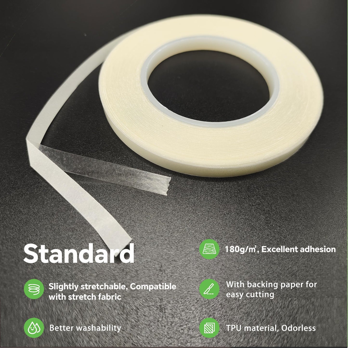 KEPAIBOS Double Sided Iron on Hem Tape with Backing Easy-Iron Washable Fusible no sew Tape for Fabric (Standard, 1/4 inch Wide X 20 Yards X 2 Rolls)