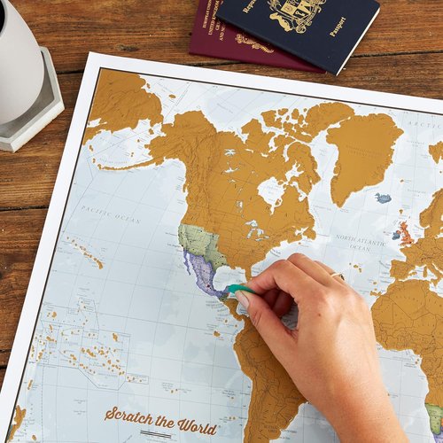 Maps International Scratch Off World Map Poster - 17" x 22" | Travel Tracker & Wall Art