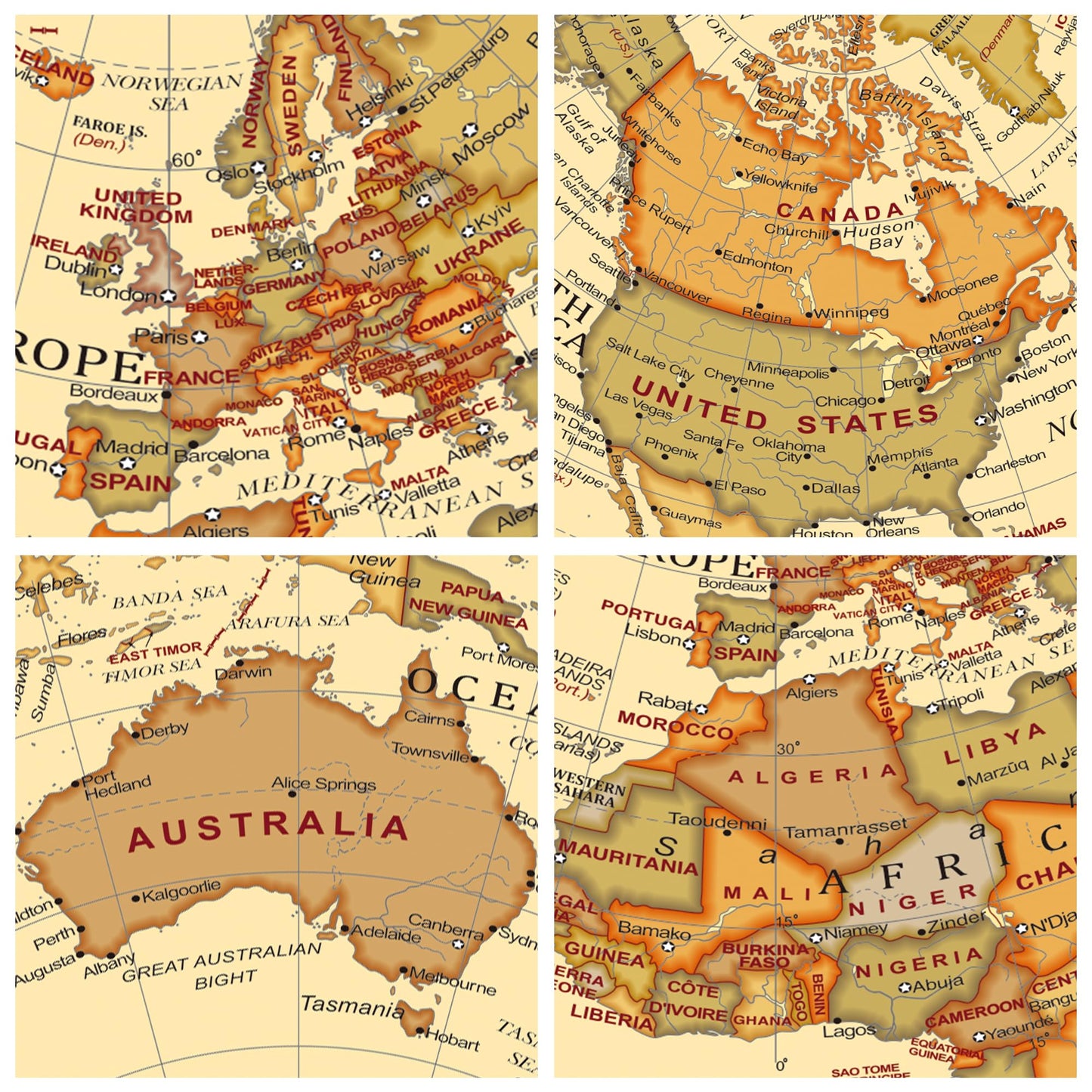 Topglobe Antique Globe Dia 5.5-inch / 14cm- Educational/Geographic - English Map