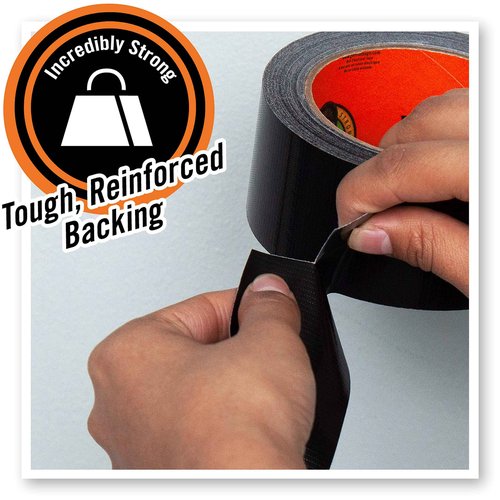 Gorilla Black Duct Tape, 1.88" x 12 yd, Black, (Pack of 4)