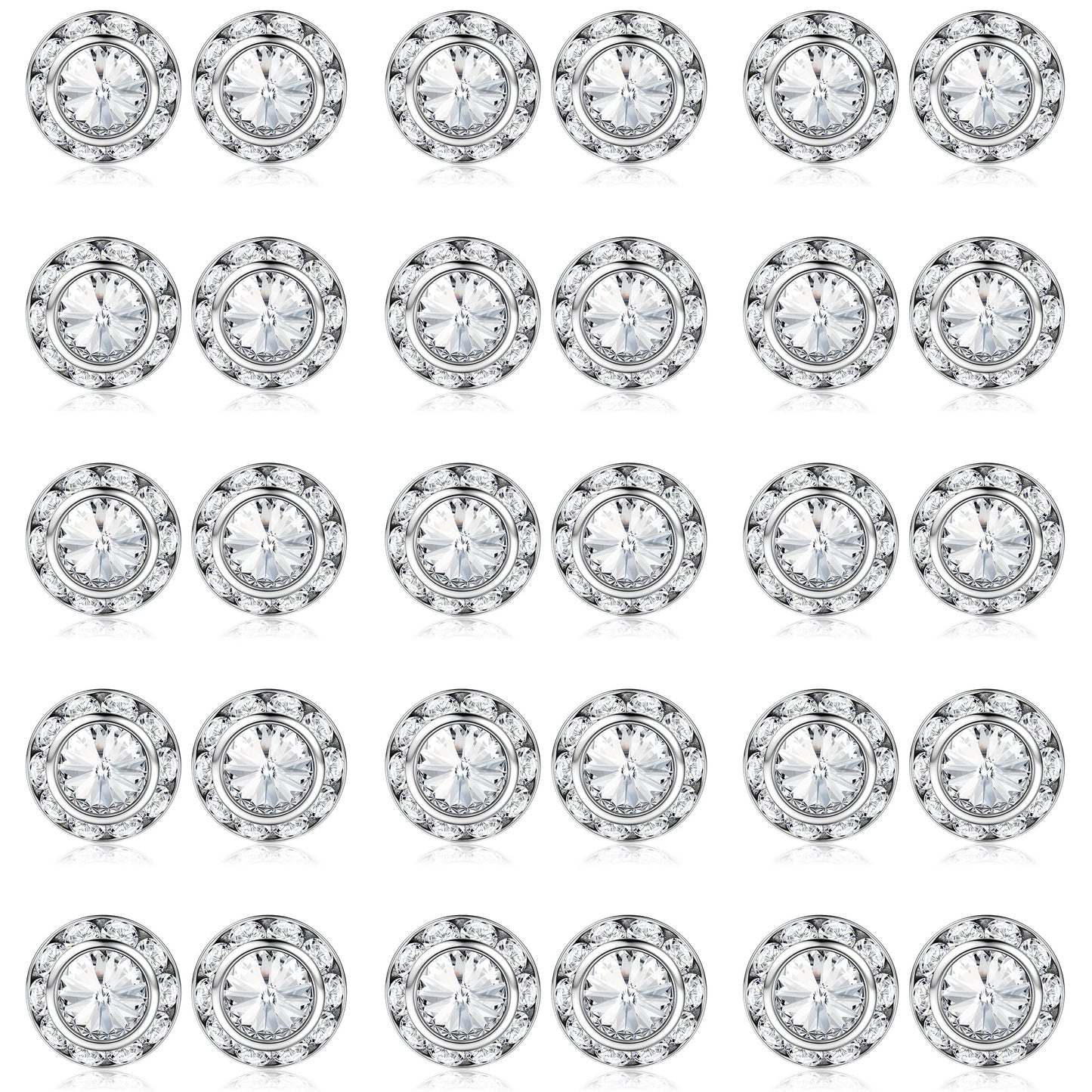 SAILIMUE 15Pairs Rhinestone Earrings For Women Dance Competition Performance Ballet Stud Earrings Stainless Steel Round Acrylic Stone Inside Rhinestone Crystal Halo Dance Competition Earrings Set15mm