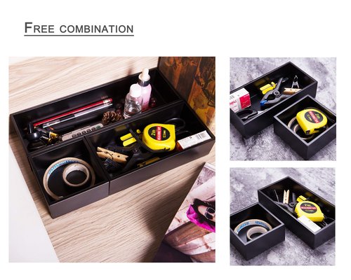 Sansnow Bamboo Drawer Organizer Box for Office Home Black Orgnizer Boxes Office Organizer Boxes, Black 12"*4"