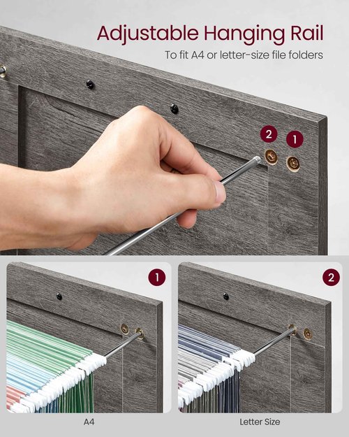 VASAGLE File Cabinet, Filing Cabinet with 3 Drawers, Printer Stand, Fit A4, Letter Size, Hanging File Folders, Modern Farmhouse Style, for Home Office, Misty Gray UOFC054G01