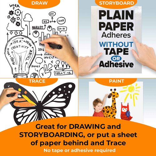 Clingers Instant Whiteboards - Repositional Dry Erase Sheets, 40 Whiteboards per Roll, 20x30 Inch, Removable & Recyclable Cling-rite Rolls for School, Office Decor, and Art Projects - American Made