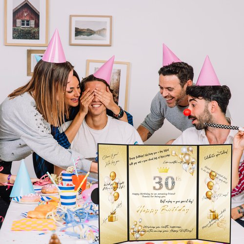 Pranski Black Gold 1st-99th Happy Birthday Party Decorations 18"x12" Birthday Guest Book for Men Women Suitable for All Ages Birthday Gifts Birthday Card