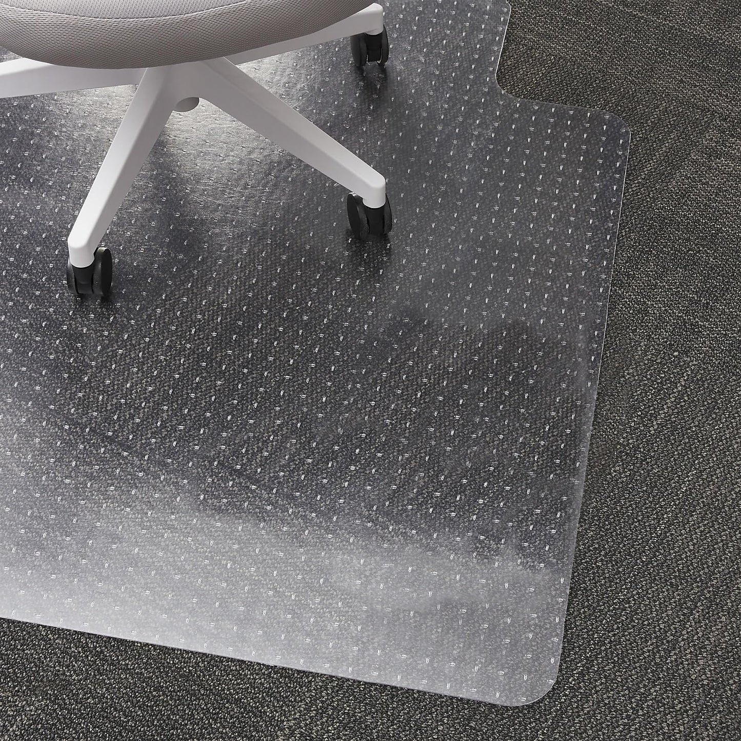Staples Office Chair Mat, Clear Floor Mats with Lip, Flat-Pile Carpets, Extended Under-Desk Coverage, 53 x 45 Inch, Smooth Glide