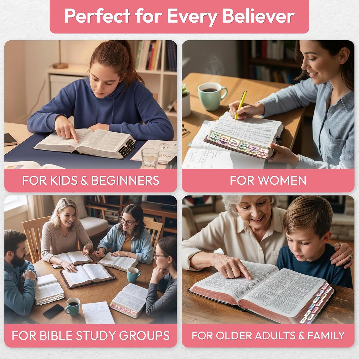 Spanish Bible Tabs | 90 Large Print Laminated Index Tabs for Easy Study - Perfect Christian Gift