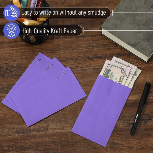 Mr. Pen Money Envelopes - Self-Adhesive Kraft Paper Cash Envelopes | 100 Pack, 6.5" x 3.5" for Budgeting & Organizing