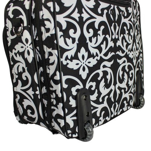 World Traveler Rolling 17-Inch Laptop Briefcase Computer Case, Black Trim Damask, One Size