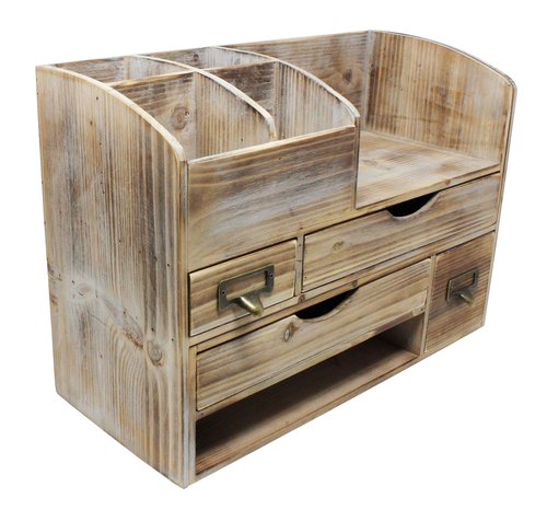 Executive Office Solutions Large Adjustable Wooden Office Desk Organizer For Desktop, Tabletop, or Counter – Wood Storage Shelf Rack – For Office Supplies, Desk Accessories, or Mail - Barnwood (WO13)