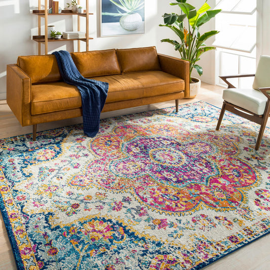 Livabliss Romaine Vintage Medallion Area Rug, 5'3" x 7'6", Orange