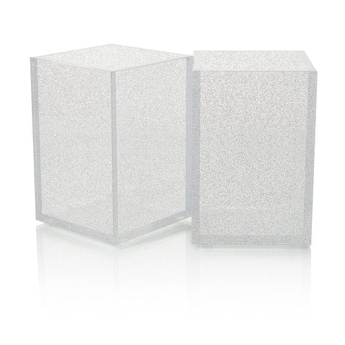 Acrylic Pen Holder Organizer Two Pack, 5mm Thick Clear Pencil Cup for Storing Office Supplies, Makeup Brush Accessories, Toothbrush, Hairbrush, Glasses, and More. Pencil Cup Organizer (Clear Glitter)