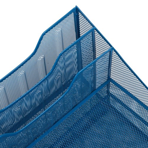 Mind Reader Metal Mesh Desktop File Organizer, 3-Tier Paper Tray with 5 Compartments, Office Mail Sorter, Turquoise