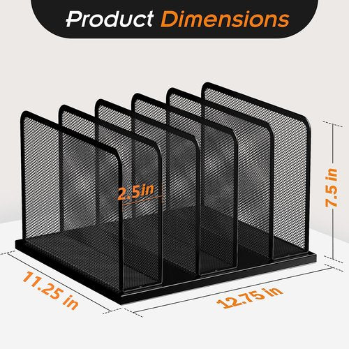 Kuntine.B Desk File Organizer 5 Upright Mesh Desktop Organizer File Sorter Office Organization File Holder for Home, Office & Classroom, 2 Pack