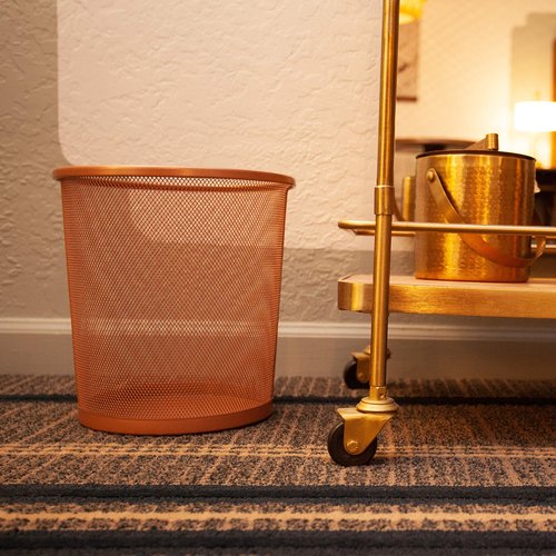 SaddleHorn Studios SHS Round Mesh Stainless Steel WasteBasket Trash Can Recycling Bin for Home, Office, Bathroom, Bedroom & Kitchen, 3.5 Gallon / 12L, 11” Height x 10” Diameter Garbage Can (Rose Gold)