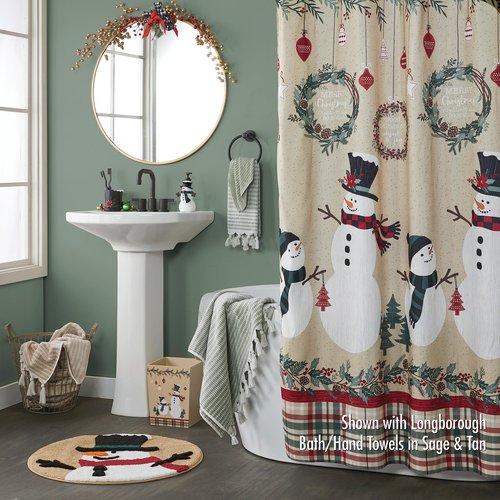 SKL Home Christmas/Winter/Gift Rustic Plaid Snowman Waste Basket, Multicolored