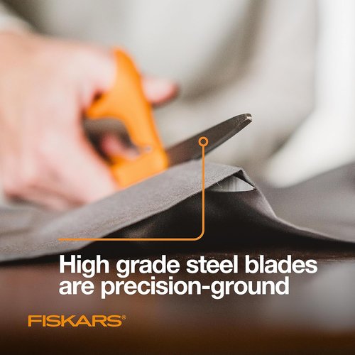 Fiskars 8" Original Orange-Handled Scissors - Ergonomic Stainless Steel All-Purpose Tool for Paper & Fabric