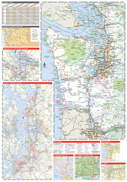 Rand McNally Easy to Read: Washington State Map