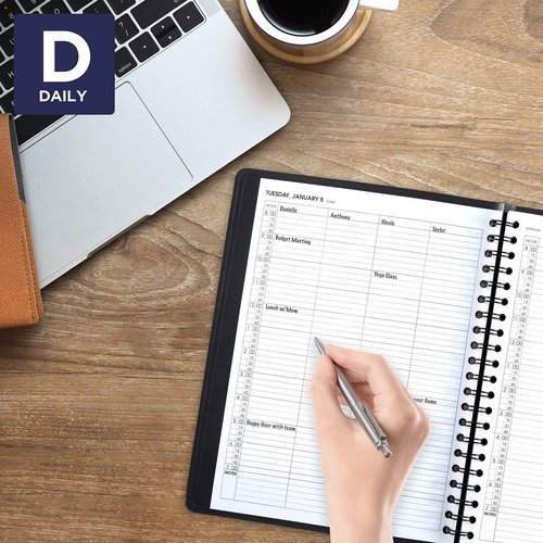 2021 Four Person Group Daily Appointment Book by AT-A-GLANCE, 8" x 11", Large, Black (708220521)