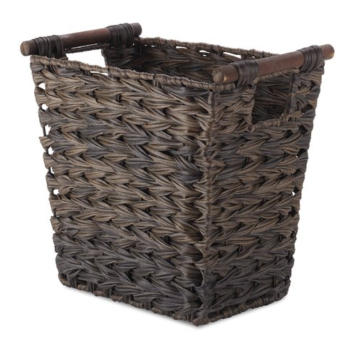 Whitmor Split Rattique Waste Baskets with Wood Handles - Brown and Gray
