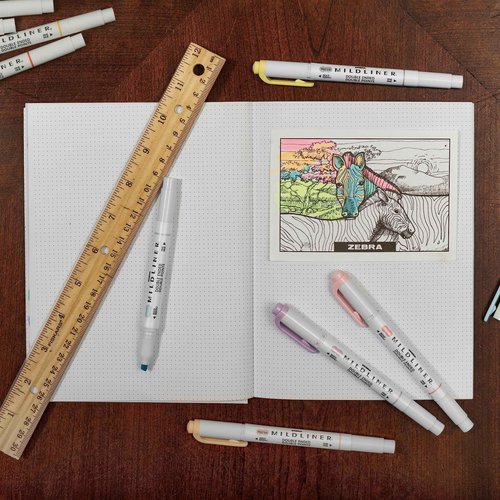 Zebra Pen Mildliner Double Ended Highlighter Set, Chisel and Bullet Point Tips & Neutral Palette Set, Includes 8 Mildliner Highlighters and 2 ClickArt Markers, Assorted