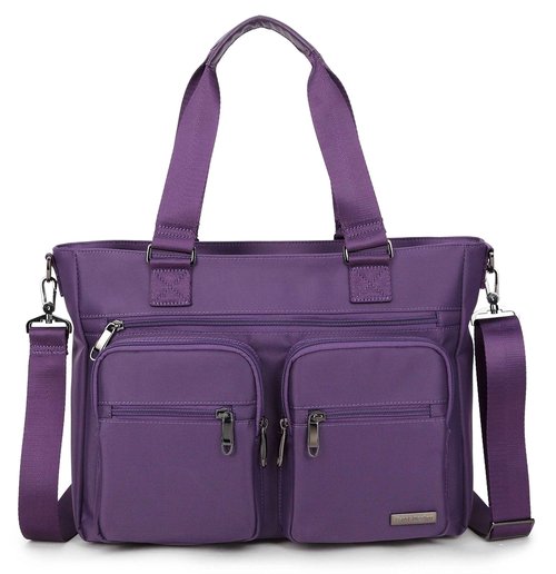 La Packmore Water Repellent Nylon Shoulder Bag Handbag Laptop Tote Travel Work School Clinic Nurse Tote (Lavender)