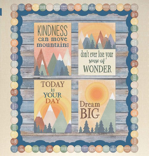 Beachwood Better Than Paper® Bulletin Board Roll, 4 feet x 12 feet & Calming Blue Scalloped Rolled Border Trim (TCR8907)
