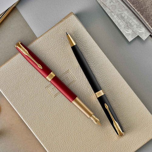 Parker Sonnet Ballpoint Pen | Matte Black Lacquer with Gold Trim | Medium Point Black Ink | Gift Box