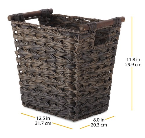 Whitmor Split Rattique Waste Baskets with Wood Handles - Brown and Gray