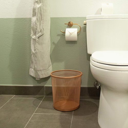 SaddleHorn Studios SHS Round Mesh Stainless Steel WasteBasket Trash Can Recycling Bin for Home, Office, Bathroom, Bedroom & Kitchen, 3.5 Gallon / 12L, 11” Height x 10” Diameter Garbage Can (Rose Gold)
