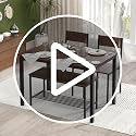 SogesHome 3-Piece Dining Table Set with 2 Chairs & Bench, White