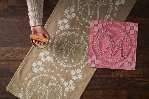Speedball Block Printing Fabric Starter Kit, 7 Pieces – Includes Ink, Hard Brayer, Lino Handle and Cutters, Speedy-Carve Relief Carving Rubber