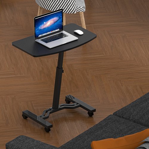 SHW Mobile Height Adjustable Laptop Rolling Cart with Height Adjustment from 28" to 33", Black